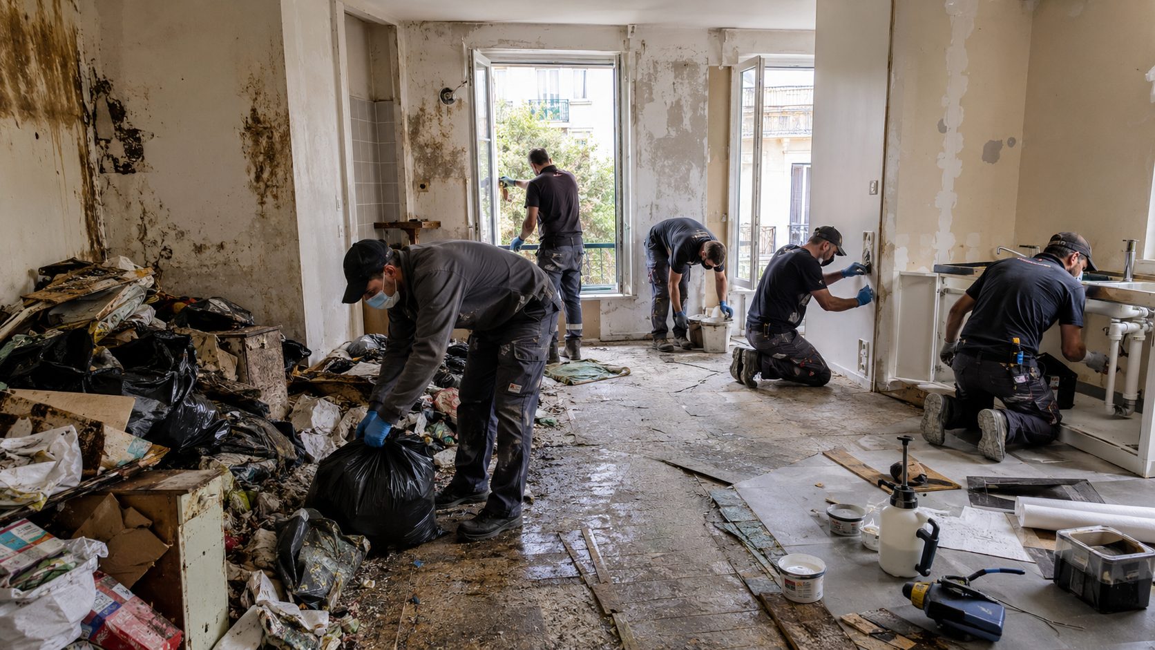 Travaux de nettoyage, désinfection et rénovation dans un logement après un syndrome de Diogène