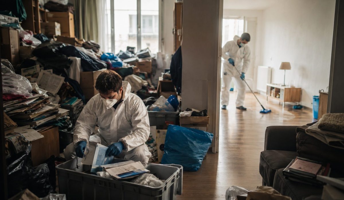 Entreprise spécialisée intervenant dans un appartement encombré après un syndrome de Diogène