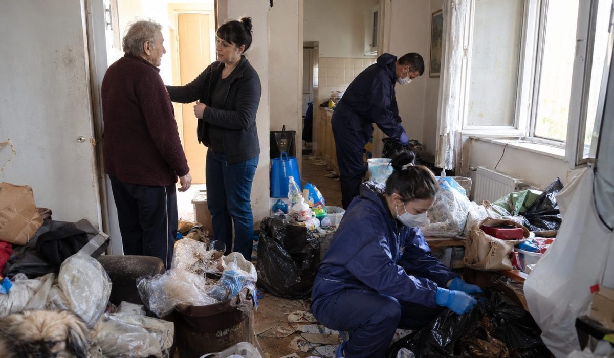 Prise en charge rapide après un syndrome de Diogène avec équipe de nettoyage spécialisée intervenant dans un logement encombré