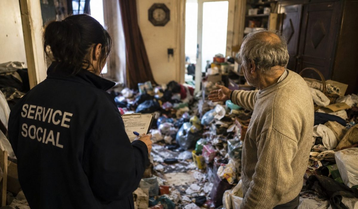 Intervention sociale dans un logement très encombré après un syndrome de Diogène